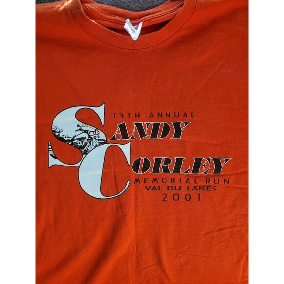Sandys Harley-Davidson Memorial Run 2001 T-Shirt Orange XL Promo Ads on Back - Picture 7 of 10